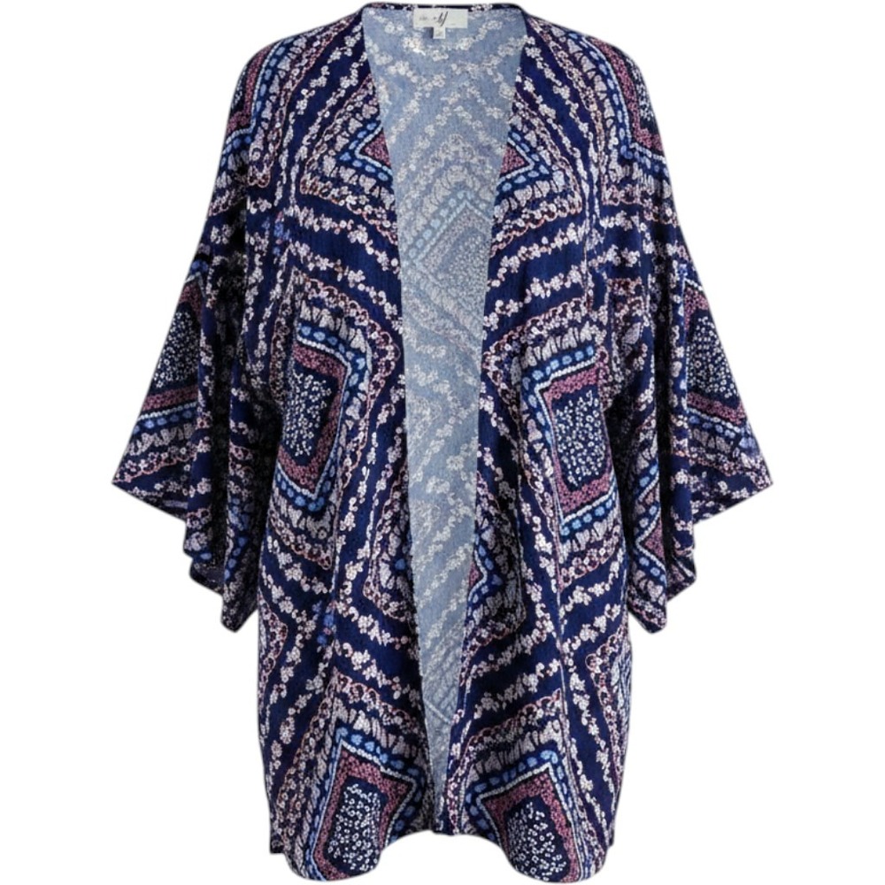 Swim Cover Beach Resort Cruise Kimono‎ Cardigan Renaissance Boho Rayon Small